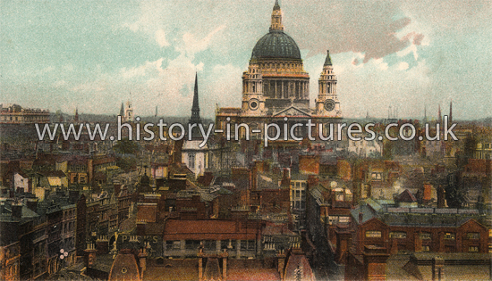 St Pauls & City, Birds Eye View, London, c.1910.